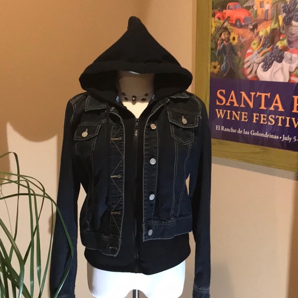 jean jacket w hoodie